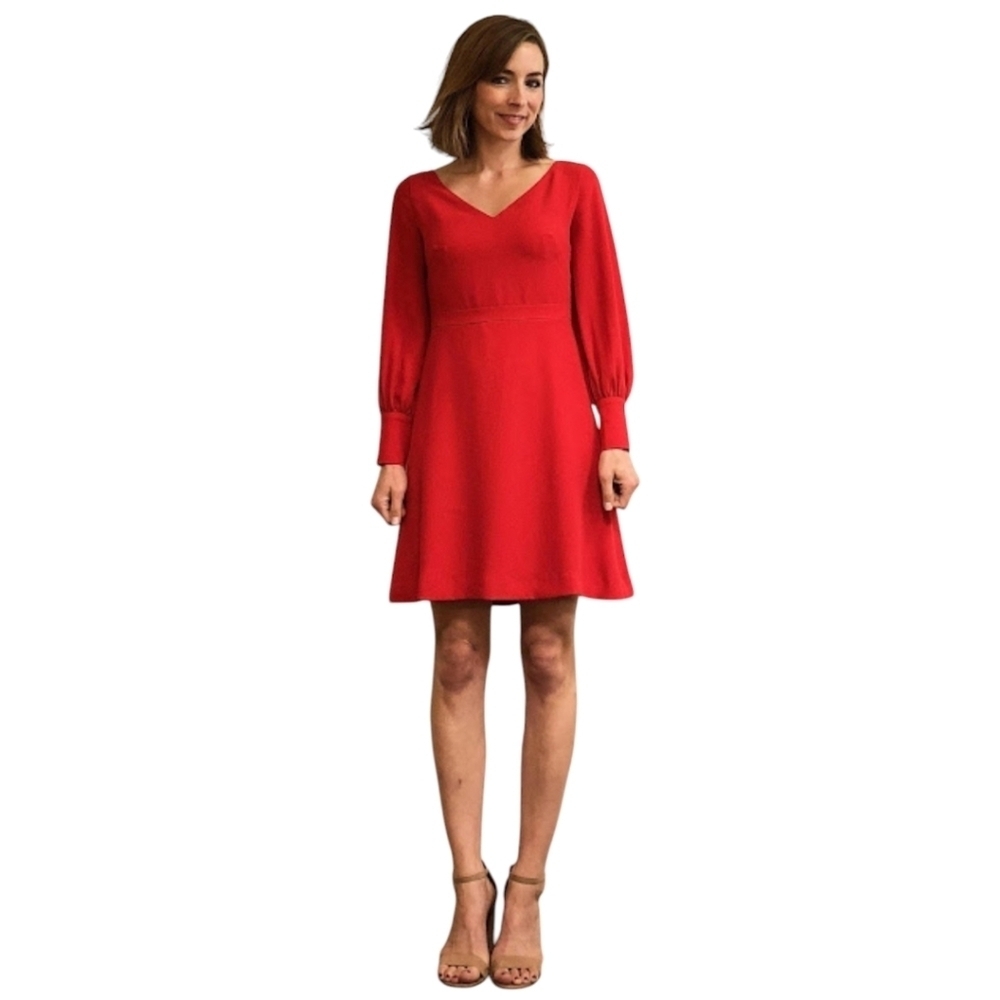 Ann Taylor Red Poly Crepe Dress Size 6